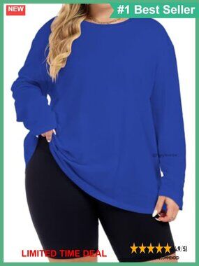 Women's Plus Size Oversized Long Sleeve Crew Neck T-Shirt Relaxed Fit Top